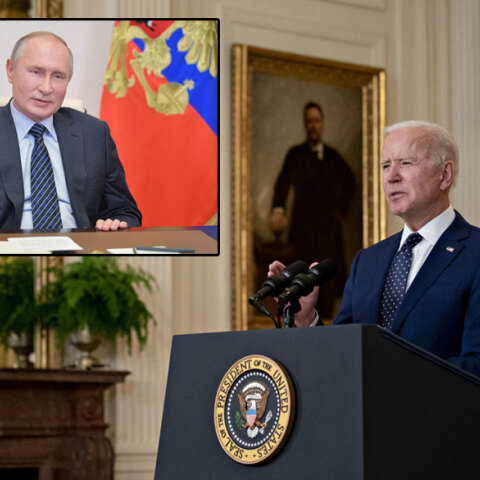 Τζο Μπάιντεν © EPA/Andrew Harrer | Βλαντίμιρ Πούτιν (ένθετη)