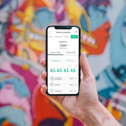 Κινητό που απεικονίζει την εφαρμογή waiz