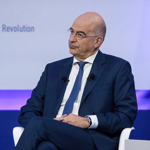 O Νίκος Δένδιας, υπουργός Εξωτερικών, στο 6ο Οικονομικό Φόρουμ των Δελφών