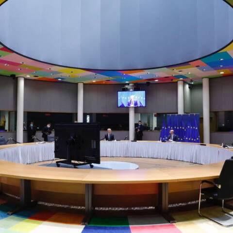 Τηλεδιάσκεψη των μελών του Ευρωπαϊκού Συμβουλίου