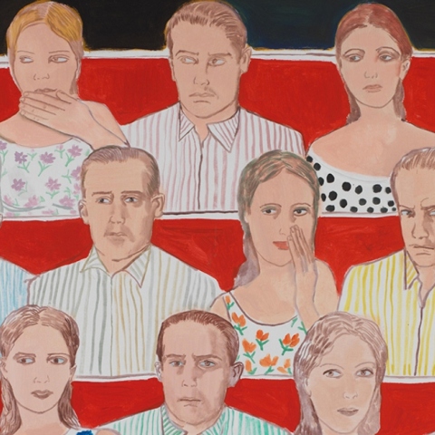 «Θεατές», Εδουάρδος Εσκαγιάν, 2008, βινυλικό και λάδι σε μουσαμά, 178 x 152 εκ.