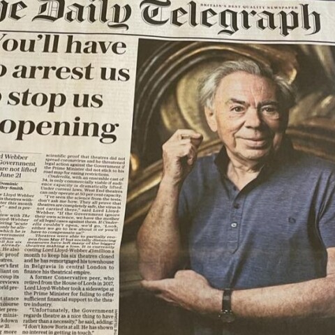 Ο Andrew Lloyd Webber κινείται νομικά κατά της κυβέρνησης για την καθυστέρηση στο άνοιγμα των live events©Instagram