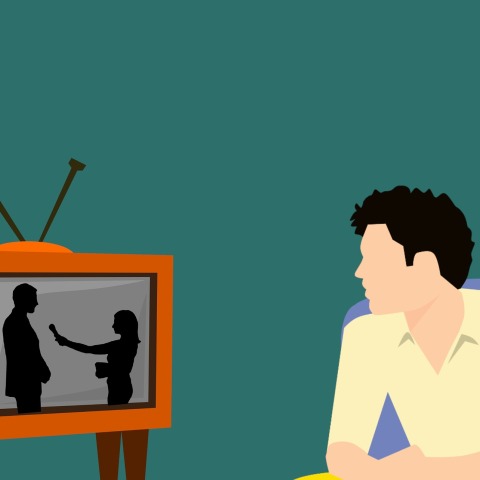 Εικονογράφηση άνδρα που βλέπει ειδήσεις στην τηλεόραση