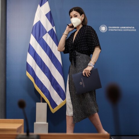 Η κυβερνητική εκπρόσωπος Αριστοτελία Πελώνη © Eurokinissi//ΓΙΑΝΝΗΣ ΠΑΝΑΓΟΠΟΥΛΟΣ