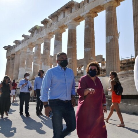 Το κτήριο του παλαιού Μουσείου Ακροπόλεως, η αποκατάσταση του οποίου πραγματοποιείται με χρηματοδότηση 3,5 εκ. ευρώ μέσω του ΠΕΠ Αττικής 2014-2020, επισκέφθηκαν η υπουργός Πολιτισμού και Αθλητισμού Λ. Μενδώνη και ο περιφερειάρχης Αττικής Γ. Πατούλης © ΑΠΕ