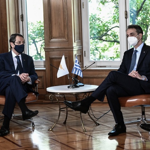O Πρόεδρος της Κυπριακής Δημοκρατίας, Νίκος Αναστασίαδης, με τον πρωθυπουργό, Κυριάκο Μητσοτάκη