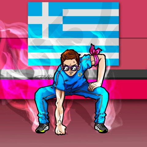 Εικονογράφηση που απεικονίζει τον χρυσό Ολυμπιονίκη Μίλτο Τεντόγλου