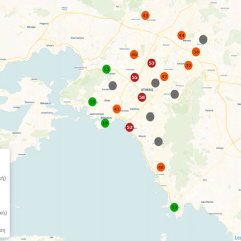 Πυρκαγιές στην Αττική: Χάρτης με τα αιωρούμενα μικροσωματίδια στην ατμόσφαιρα