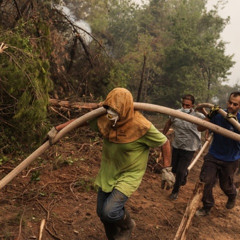 Εύβοια - Στιγμιότυπο από τη μάχη με τις αναζωπυρώσεις