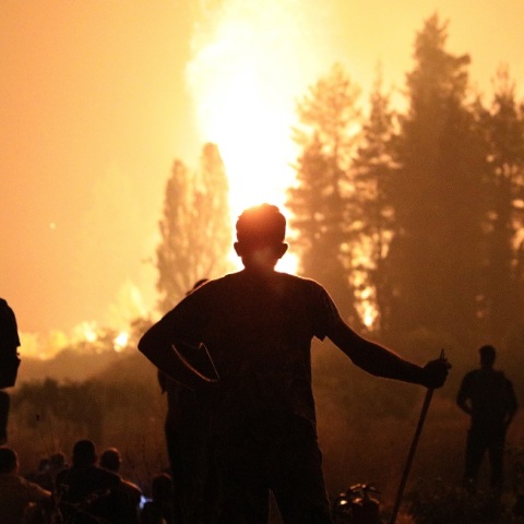 Στιγμιότυπο από τη φωτιά στη βόρεια Εύβοια.