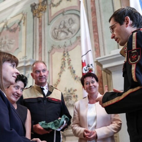 Η Κατερίνα Σακελλαροπούλου κατά τη διάρκεια της επίσκεψής της στην Αυστρία ©EUROKINISSI