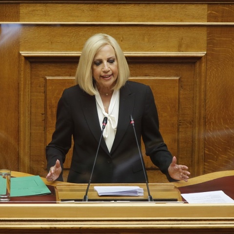 Η πρόεδρος του ΚΙΝΑΛ, Φώφη Γεννηματά, στη Βουλή για τη συζήτηση σχετικά με τη διαχείριση των πυρκαγιών