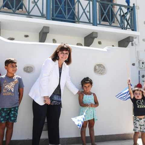 Η Πρόεδρος της Δημοκρατίας, Κατερίνα Σακελλαροπούλου, στη Ψέριμο