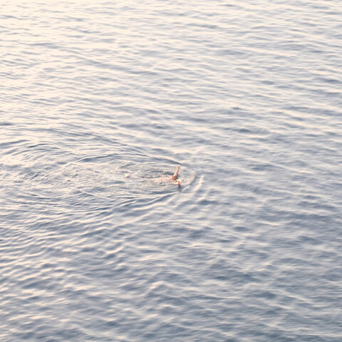 Άνδρας που κάνει μπάνιο στη θάλασσα