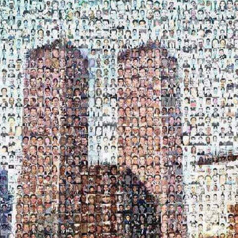 Πορτρέτο με τις φωτογραφίες των θυμάτων από τις τρομοκρατικές επιθέσεις της 11ης Σεπτεμβρίου στις ΗΠΑ