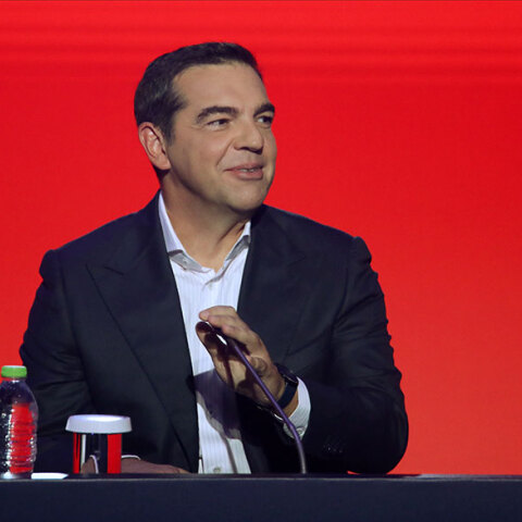 Ο Αλέξης Τσίπρας, πρόεδρος του ΣΥΡΙΖΑ, ετοιμάζεται για τη συνέντευξη Τύπου στη «ΔΕΘ 2021»