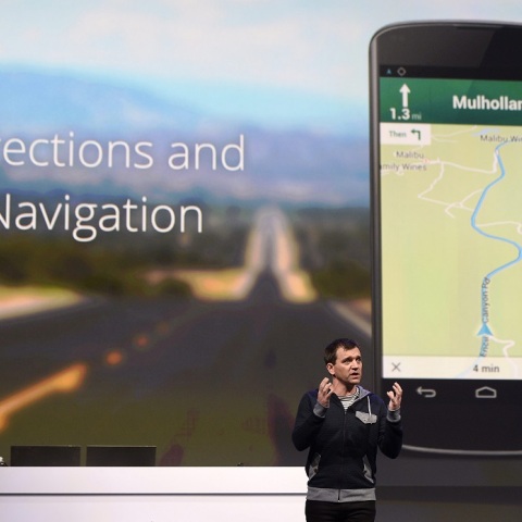 Η εφαρμογή Google Maps κατά την παρουσίαση της