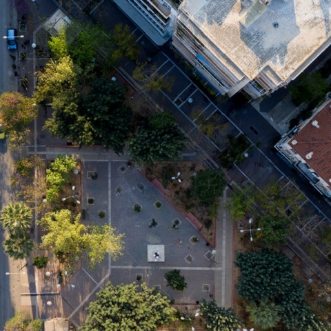 Αεροφωτογραφία της Πλατείας Εξαρχείων. 