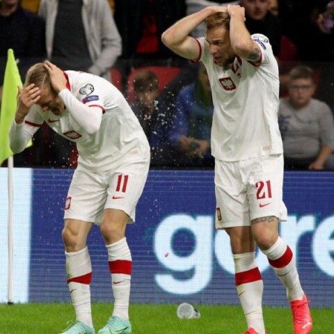 Οι παίκτες της Πολωνίας στον αγώνα με την Αλβανία