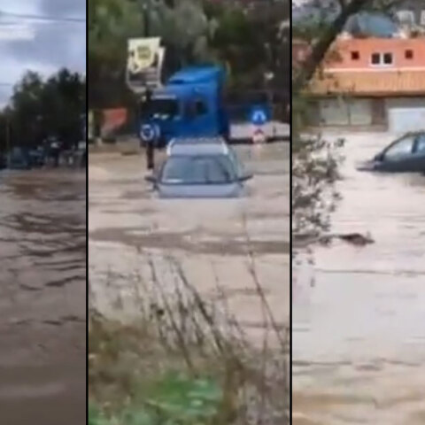Στην Κέρκυρα ένα αυτοκίνητο παρασύρεται από τα ορμητικά νερά, καθώς η κακοκαιρία «Μπάλλος» πλήττει το νησί