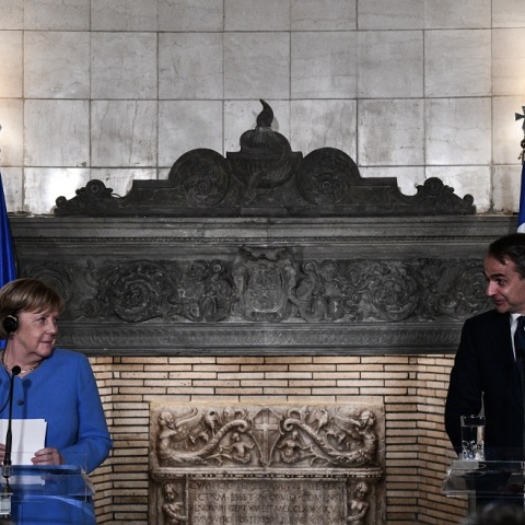 ΣΥΝΑΝΤΗΣΗ ΤΟΥ ΠΡΩΘΥΠΟΥΡΓΟΥ ΚΥΡ. ΜΗΤΣΟΤΑΚΗ ΜΕ ΤΗΝ ΚΑΓΚΕΛΑΡΙΟ ΤΗΣ ΓΕΡΜΑΝΙΑΣ Α. ΜΕΡΚΕΛ (ΤΑΤΙΑΝΑ ΜΠΟΛΑΡΗ/EUROKINISSI)