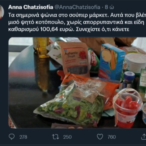 Τα ψώνια σούπερ μάρκετ της Άννας Χατζησοφιά στο Twitter