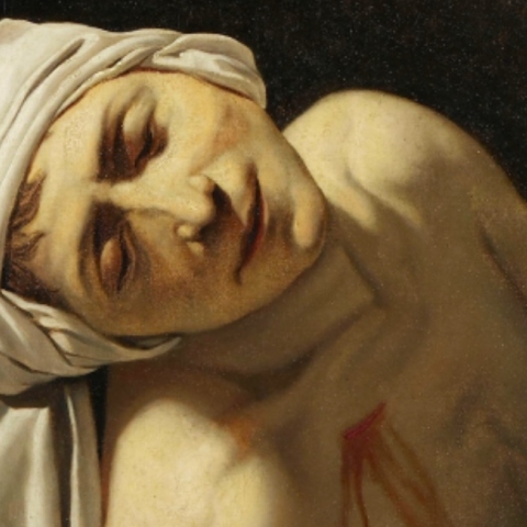 Λεπτομέρεια από το έργο "Ο θάνατος του Μαρά" που παρουσιάζεται στην Εθνική Πινακοθήκη στην έκθεση «Αναζητώντας την αθανασία. Η τέχνη του πορτραίτου στις συλλογές του Λούβρου»