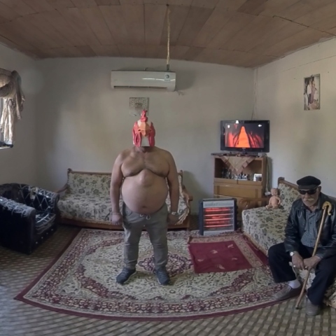 Στιγμιότυπο από το VR360 φιλμ "Στον δρόμο για τον Κολωνό" της Λουκίας Αλαβάνου που θα παρουσιαστεί στην 59η Μπιενάλε της Βενετίας