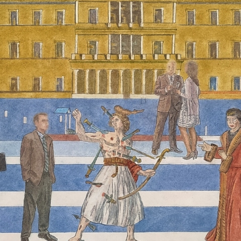 Έργο του Γιώργου Αυγέρου στην έκθεση "Το '21 των φίλων" στην γκαλερί Alma