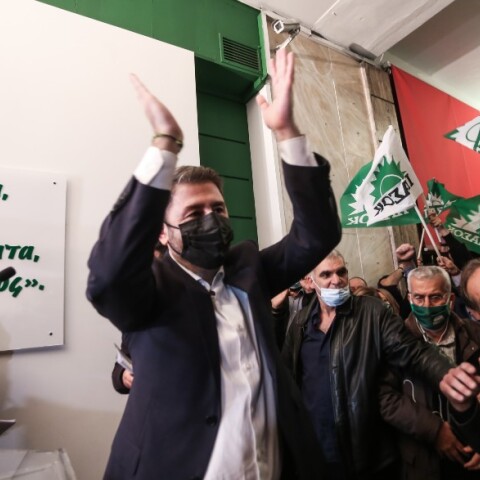 Ο Νίκος Ανδρουλάκης μετά τη νίκη στις εκλογές του ΚΙΝΑΛ