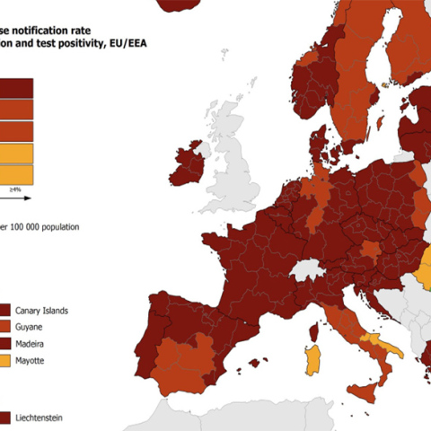 Ο χάρτης του ECDC για την πανδημία κορωνοϊού στην Ευρώπη - Στο «βαθύ κόκκινο» η Ελλάδα 