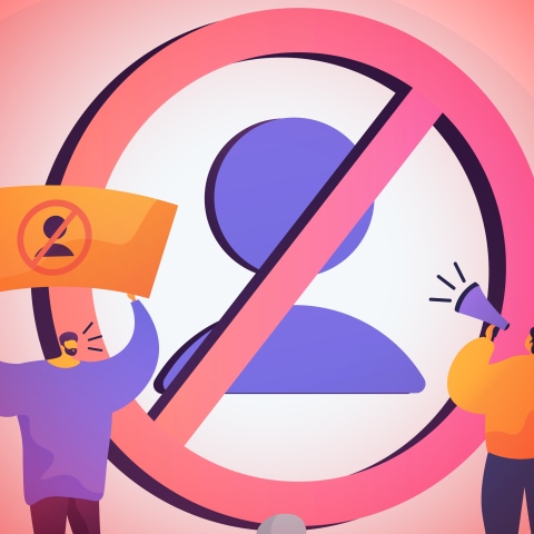 Εικονογράφηση για την cancel culture που δείχνει ανθρώπους να κρατούν πλακάτ