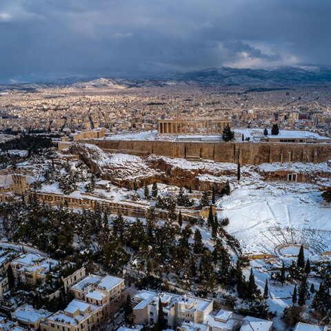 Κακοκαιρία «Ελπίδα» - Η χιονισμένη Ακρόπολη