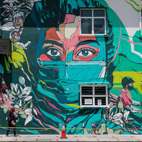 Mural για τον κορωνοϊό στην πρωτεύουσα της Μαλαισίας, Κουάλα Λουμπούρ