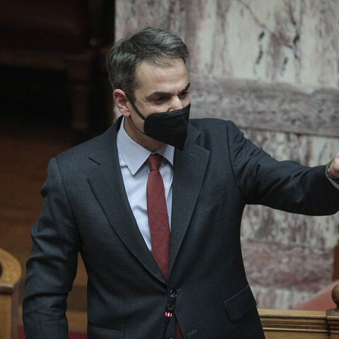 Ο Κυριάκος Μητσοτάκης στη συζήτηση στη Βουλή για την πρόταση μομφής