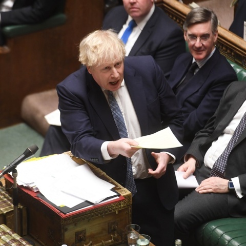 Ο πρωθυπουργός της Βρετανίας, Μπόρις Τζόνσον, κατά τη διάρκεια ομιλίας του στο Κοινοβούλιο