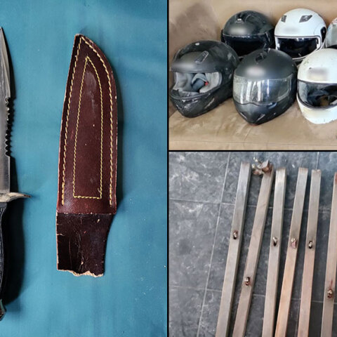 Μαχαίρι, κράνη και μεταλλικές βέργες σε σύνδεσμο φιλάθλων