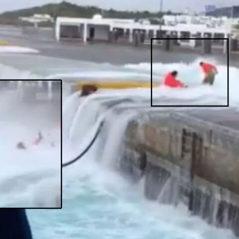 Τα κύματα στην Τήνο παρέσυραν τον καβοδέτη στο λιμάνι