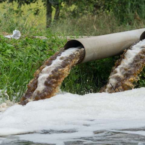Σωλήνας που μεταφέρει απόβλητα στο νερό