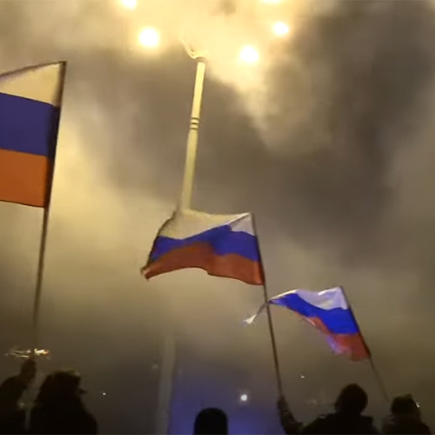 Πανηγυρισμοί στο Ντονμπάς μετά την αναγνώριση από τη Ρωσία