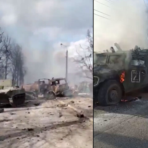 Πόλεμος στην Ουκρανία: Κατεστραμμένα ρωσικά άρματα μάχης και στρατιωτικά οχήματα