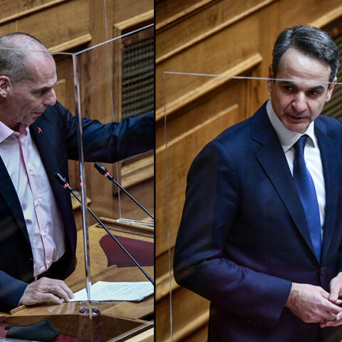 Γιάνης Βαρουφάκης και Κυριάκος Μητσοτάκης
