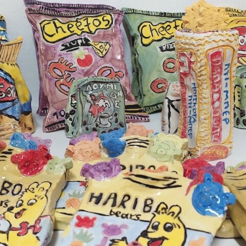 Έργα της Μαριλίας Κολυμπίρη από την έκθεση Basic Needs στο ΟΚ! Market της Φωκίωνος Νέγρη.