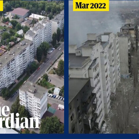 Η πόλη Borodyanka πριν και μετά τους βομβαρδισμούς από τη Ρωσία