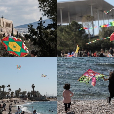 Καθαρά Δευτέρα 2022: Στιγμιότυπα από το πέταγμα του χαρταετού στην Αθήνα και σε παραλίες της Αττικής