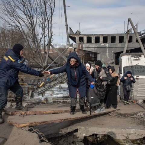 Βομβαρδισμένο τοπίο στο Ίρπιν της Ουκρανίας