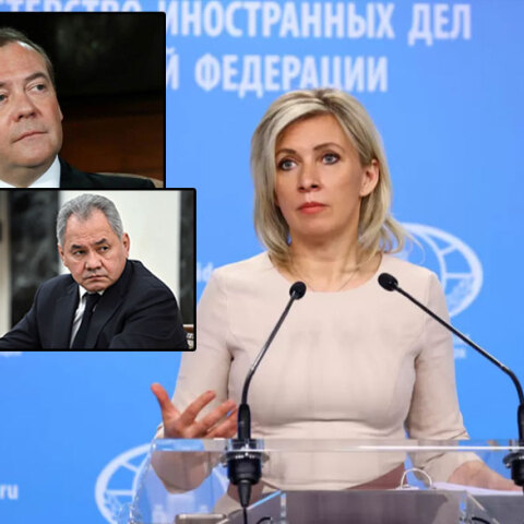 Μαρία Ζαχάροβα (κεντρική), Ντμίτρι Μεντβέντεφ και Σεργκέι Σοϊγκού (Ένθετες)