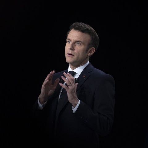 Ο πρόεδρος της Γαλλίας, Εμανουέλ Μακρόν, στην παρουσίαση του προεκλογικού του προγράμματος