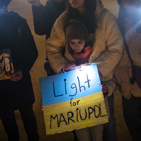 Διαμαρτυρία στην Τσεχία για τον πόλεμο στην Ουκρανία και τους άμαχους στη Μαριούπολη