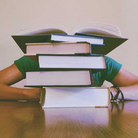 Μαθητής κρύβεται πίσω από βιβλία